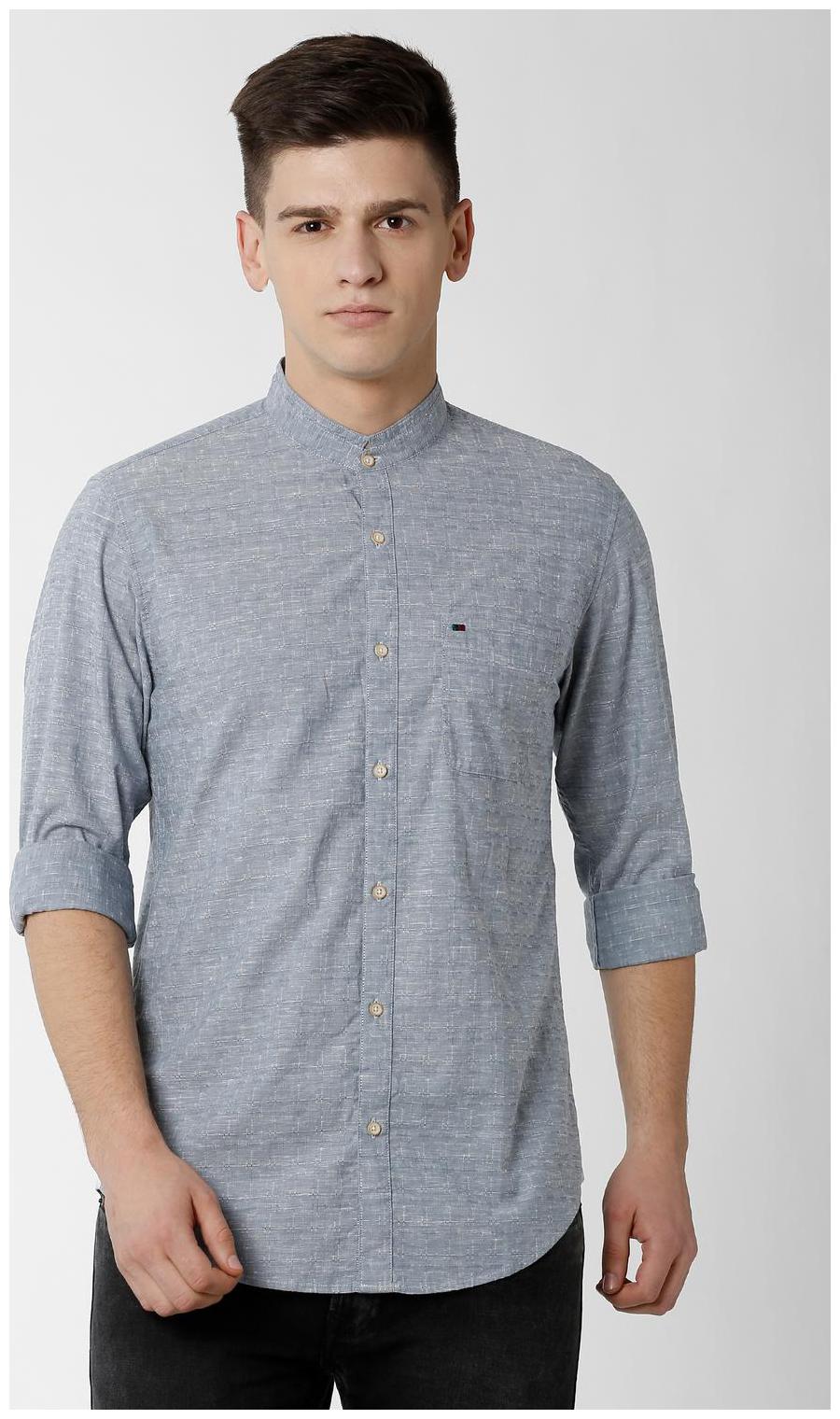 

Peter England Men Grey Weaved Slim Fit Casual Shirt