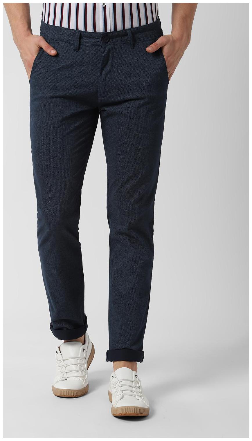 

Peter England Men Blue Printed Slim fit Regular trousers