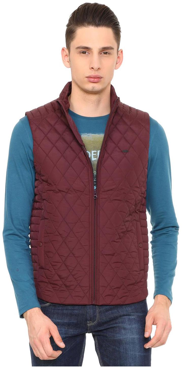 

Peter England Men Maroon Solid Bomber jacket