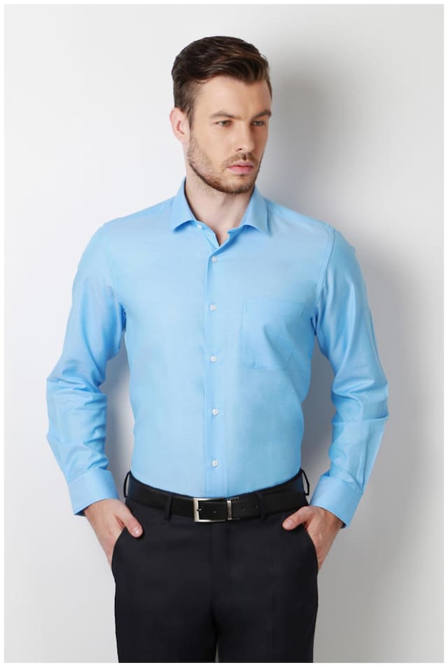 Peter England Men Slim fit Formal Shirt - Blue