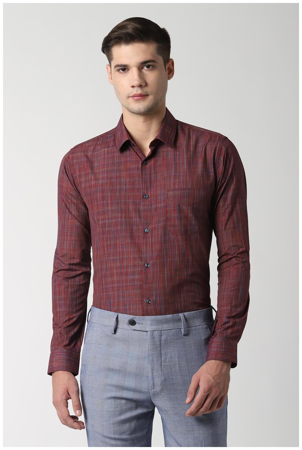 

Peter England Men Slim fit Formal Shirt - Maroon