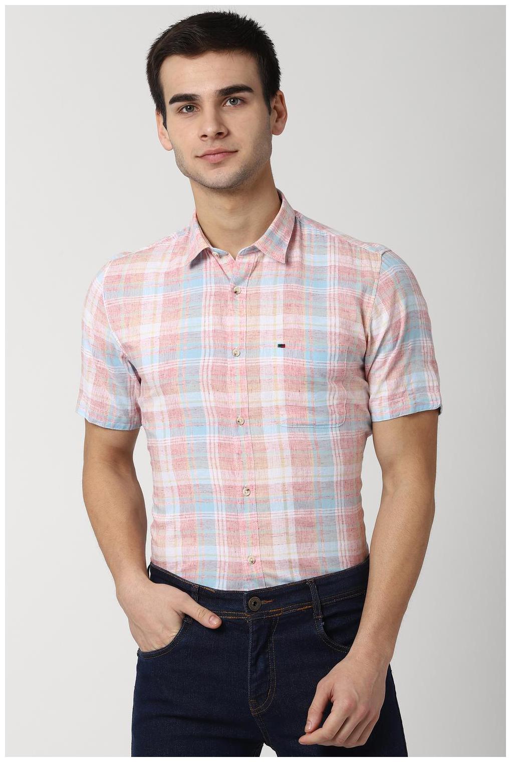 

Peter England Men Orange Checked Slim Fit Casual Shirt