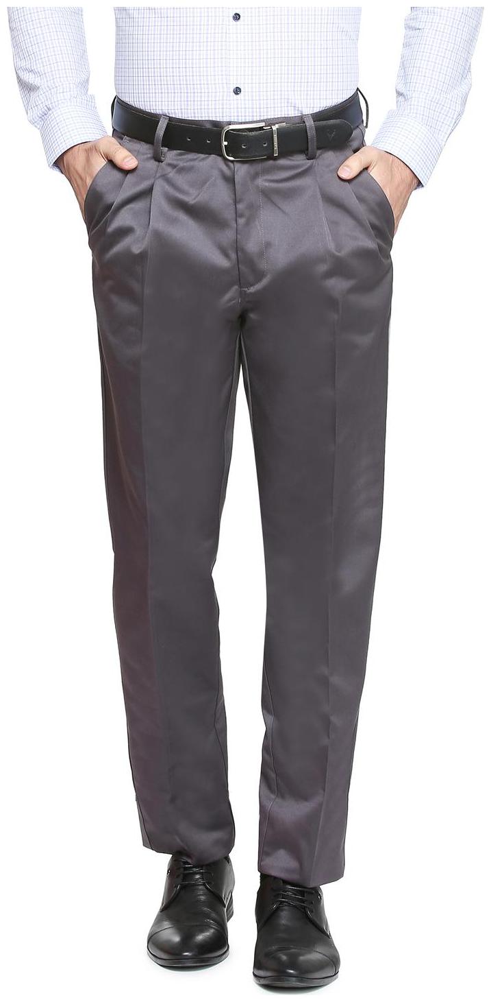 

Peter England Men Solid Slim Fit Formal Trouser - Grey