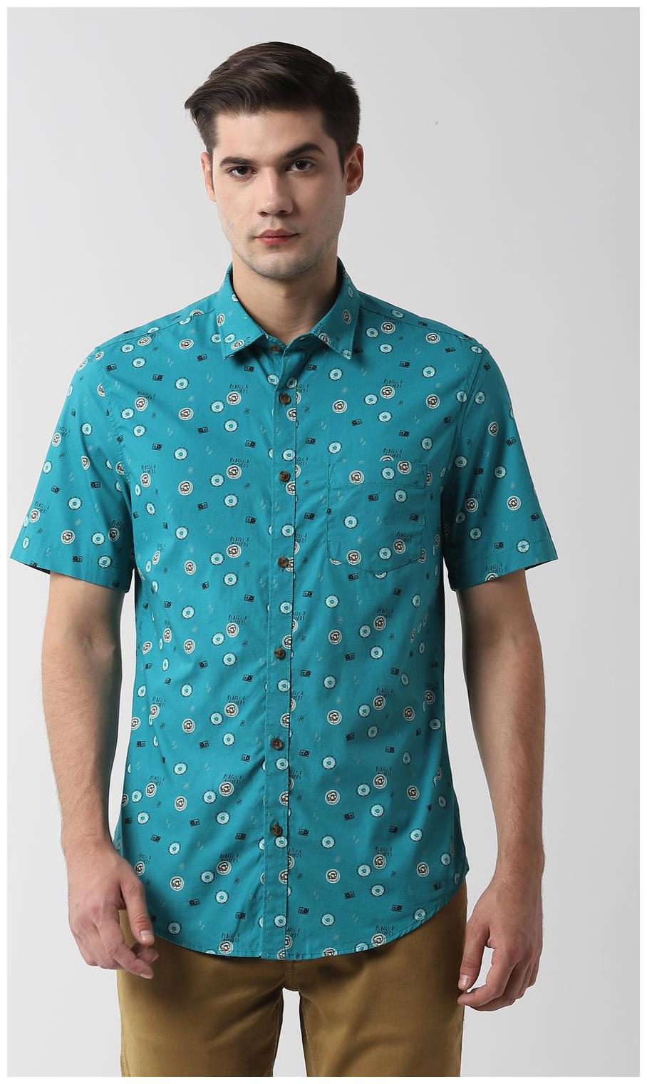 

Peter England Men Blue Printed Super Slim Fit Casual Shirt