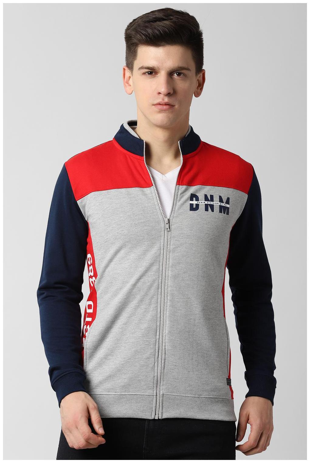 

Peter England Men Grey High neck Sweatshirt