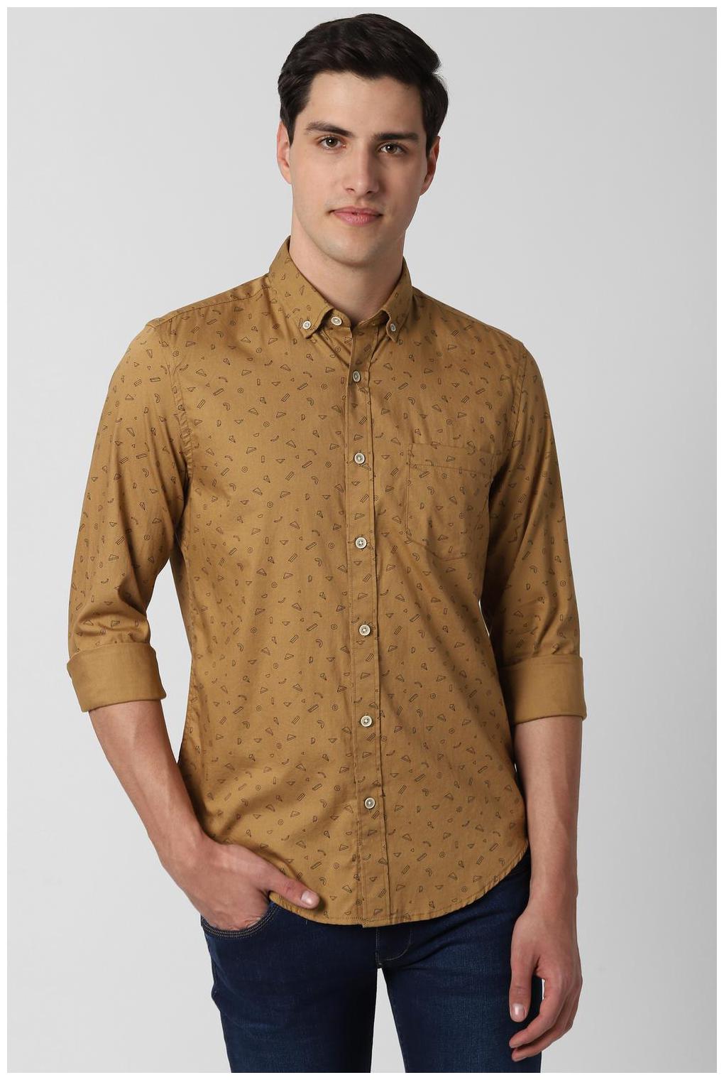 

Peter England Men Beige Printed Slim Fit Casual Shirt