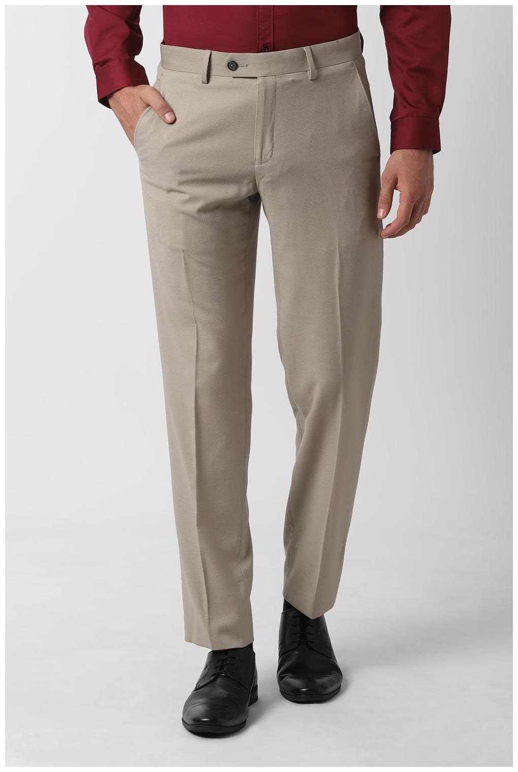 

Peter England Men Textured Slim Fit Formal Trouser - Beige