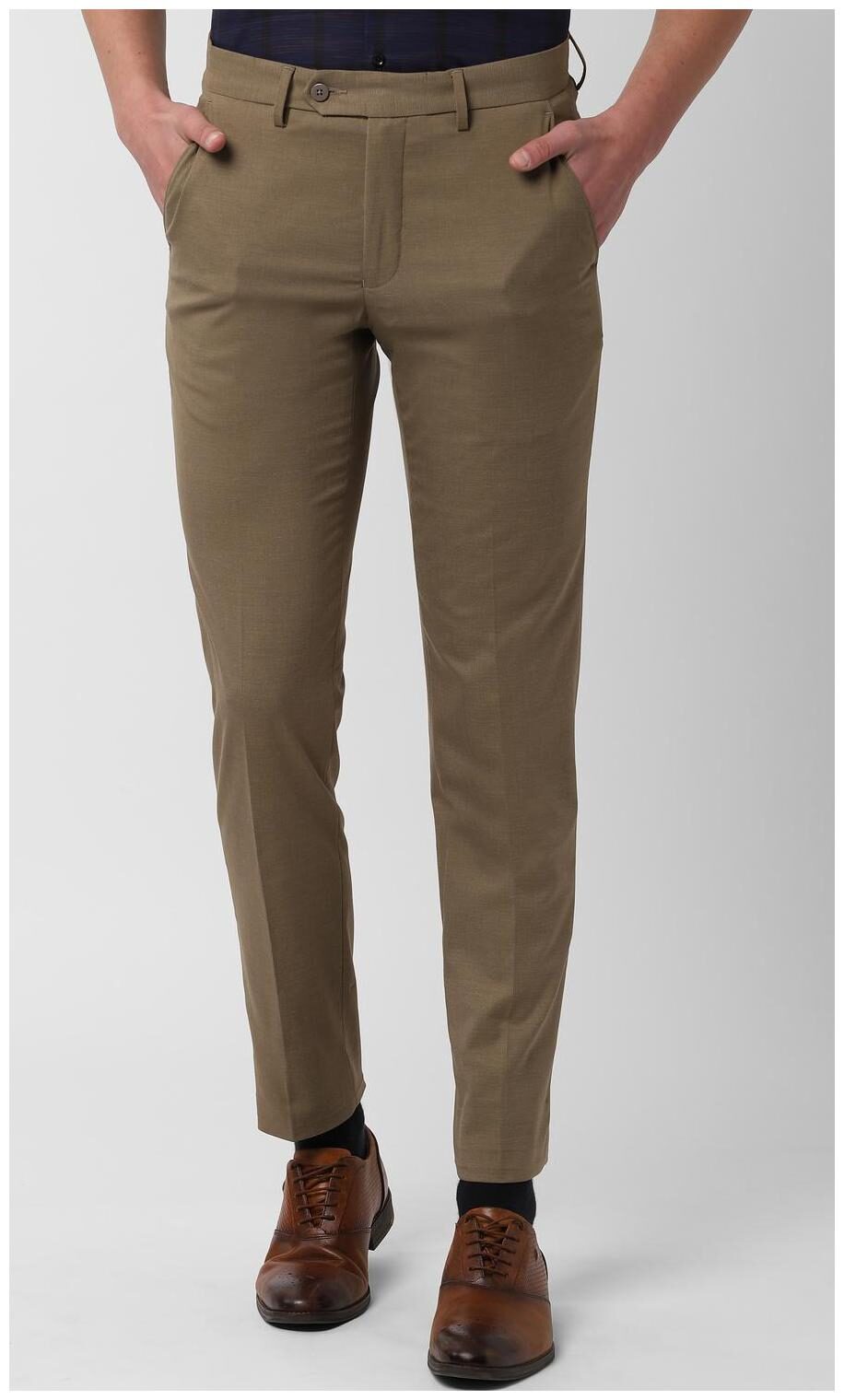 

Peter England Men Solid Slim Fit Formal Trouser - Beige