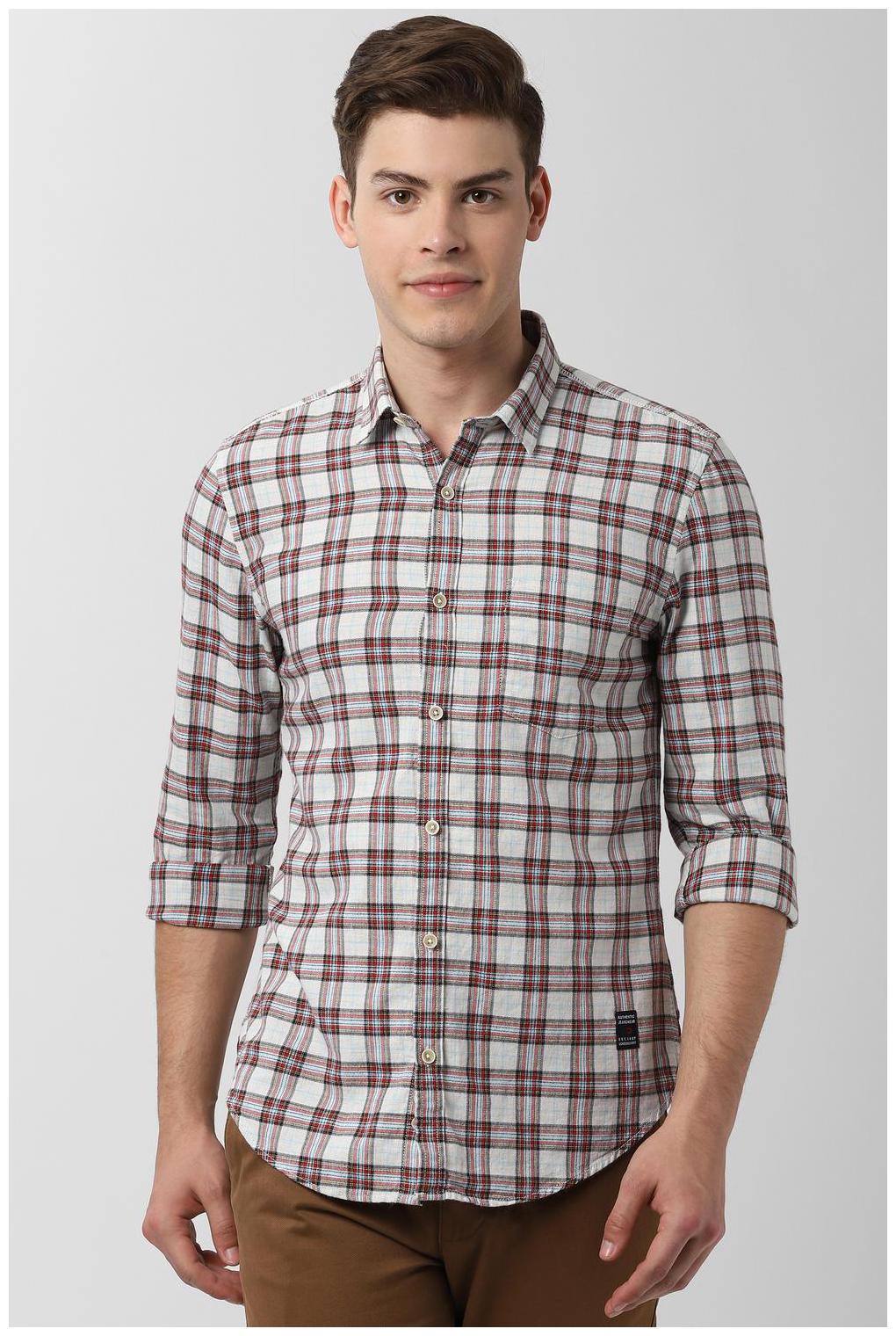 

Peter England Men Red Checked Super Slim Fit Casual Shirt