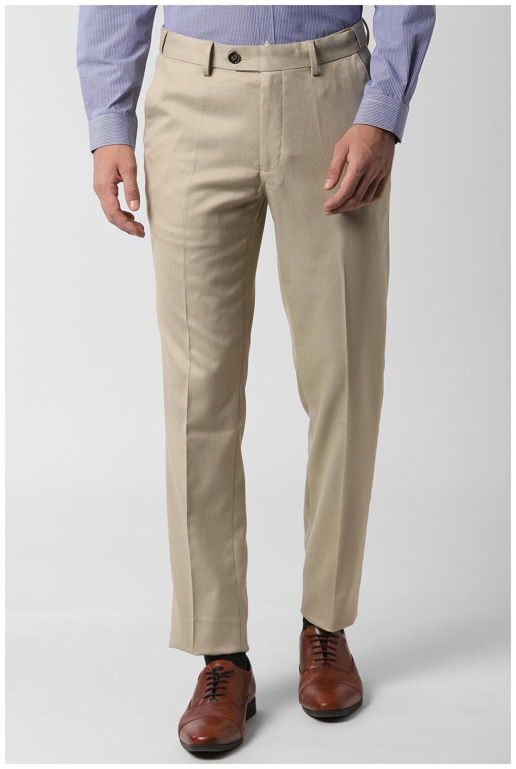 

Peter England Men Textured Slim Fit Formal Trouser - Beige