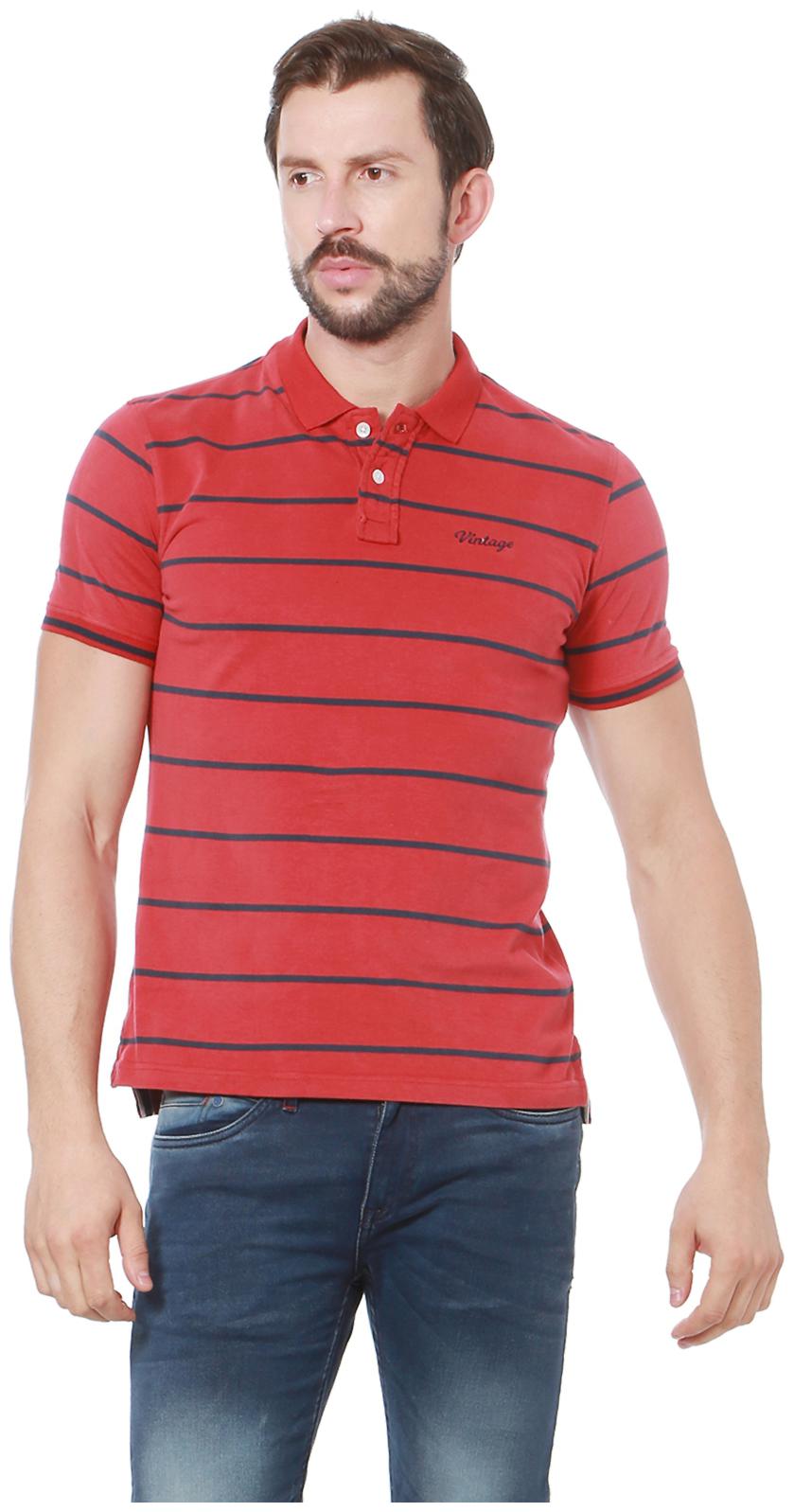 

Peter England Men Red Slim fit Cotton Polo collar T-Shirt - Pack Of 1