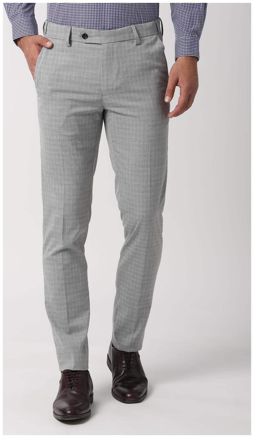 

Peter England Men Textured Slim Fit Formal Trouser - Grey