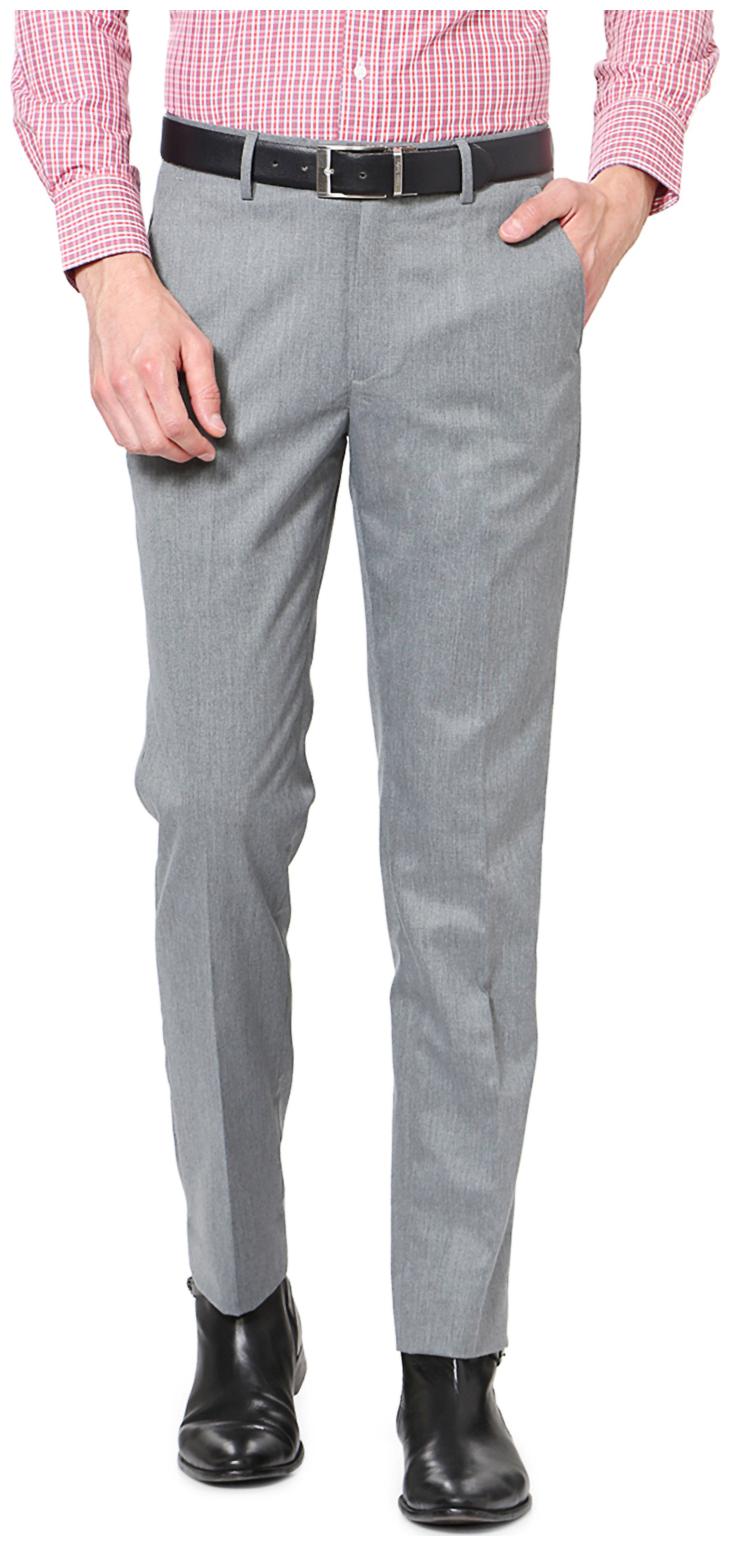 

Peter England Men Solid Slim Fit Formal Trouser - Grey