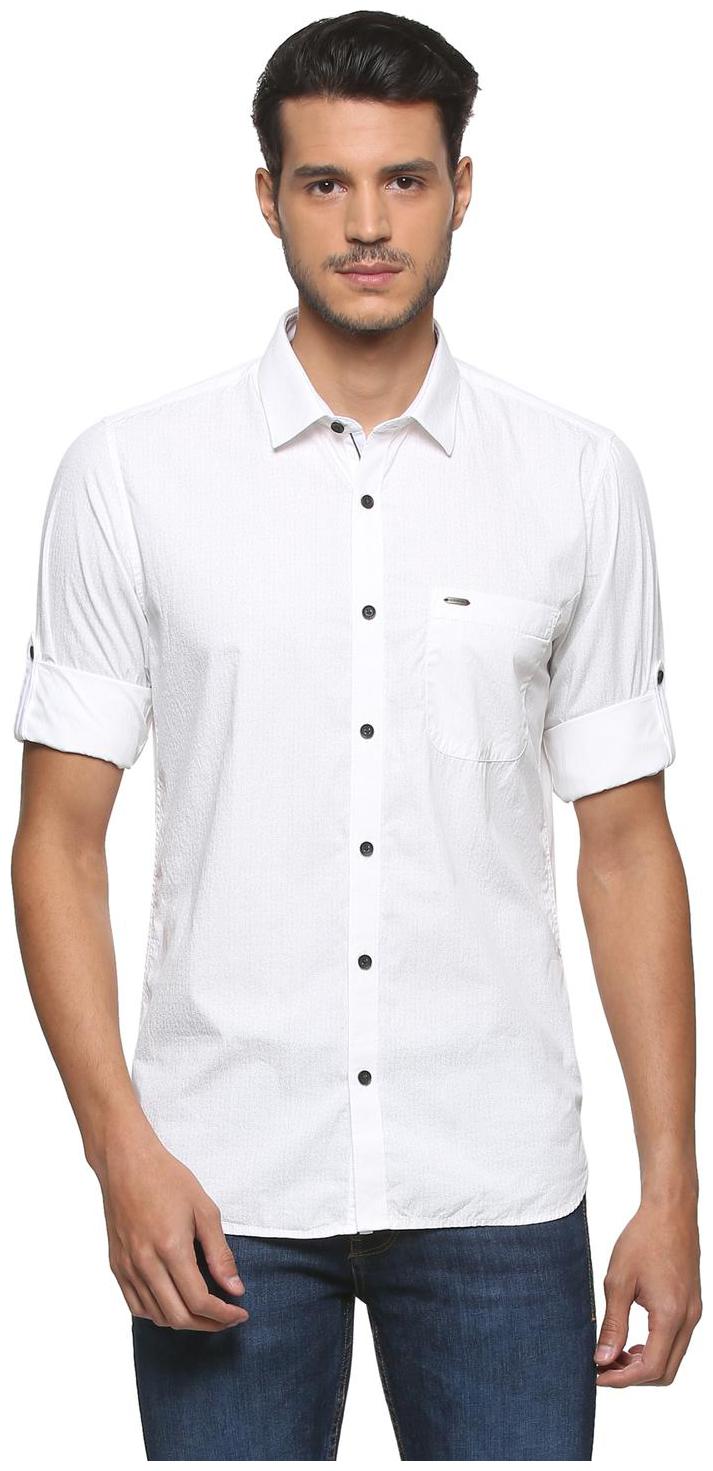 

Peter England Men White Solid Slim Fit Casual Shirt