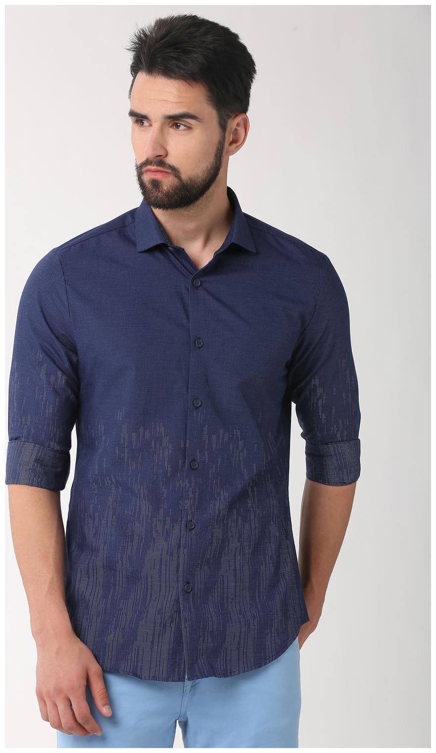 

Peter England Men Blue Solid Slim Fit Casual Shirt