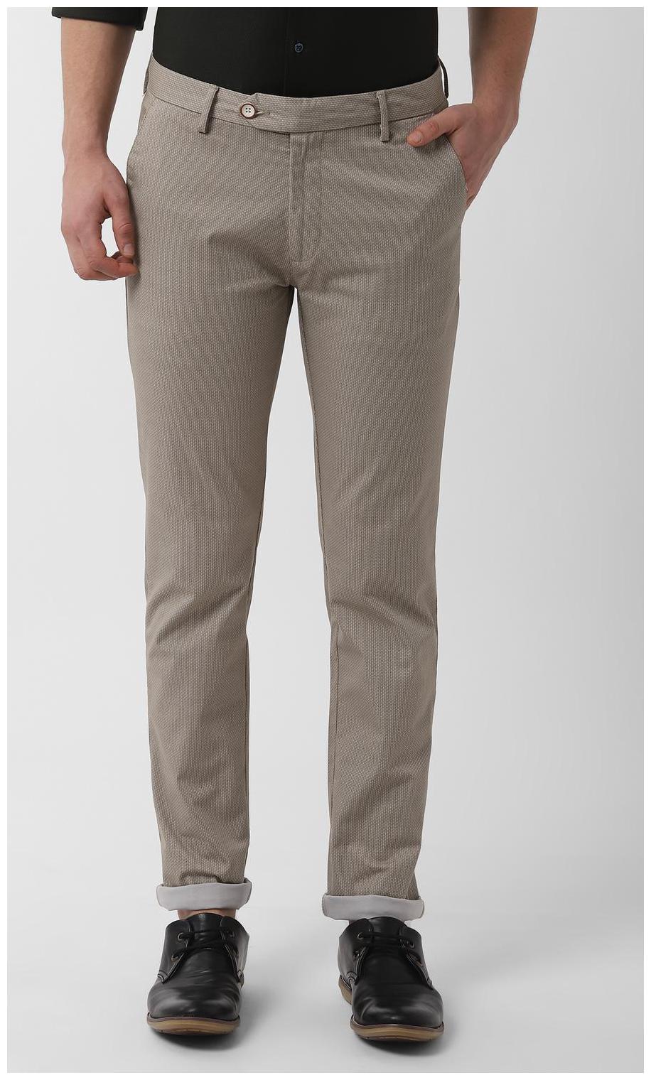 

Peter England Men Beige Printed Slim fit Regular trousers