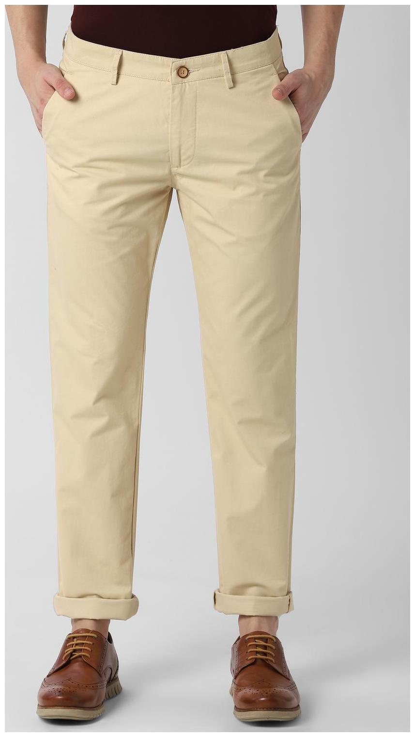 

Peter England Men Beige Textured Slim fit Regular trousers