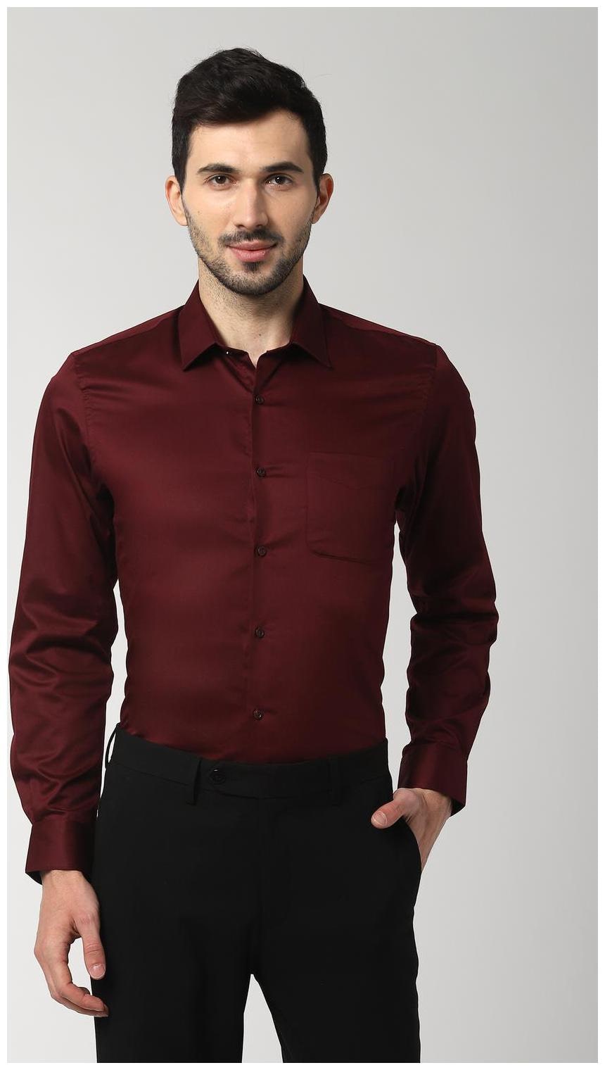 

Peter England Men Slim fit Formal Shirt - Maroon