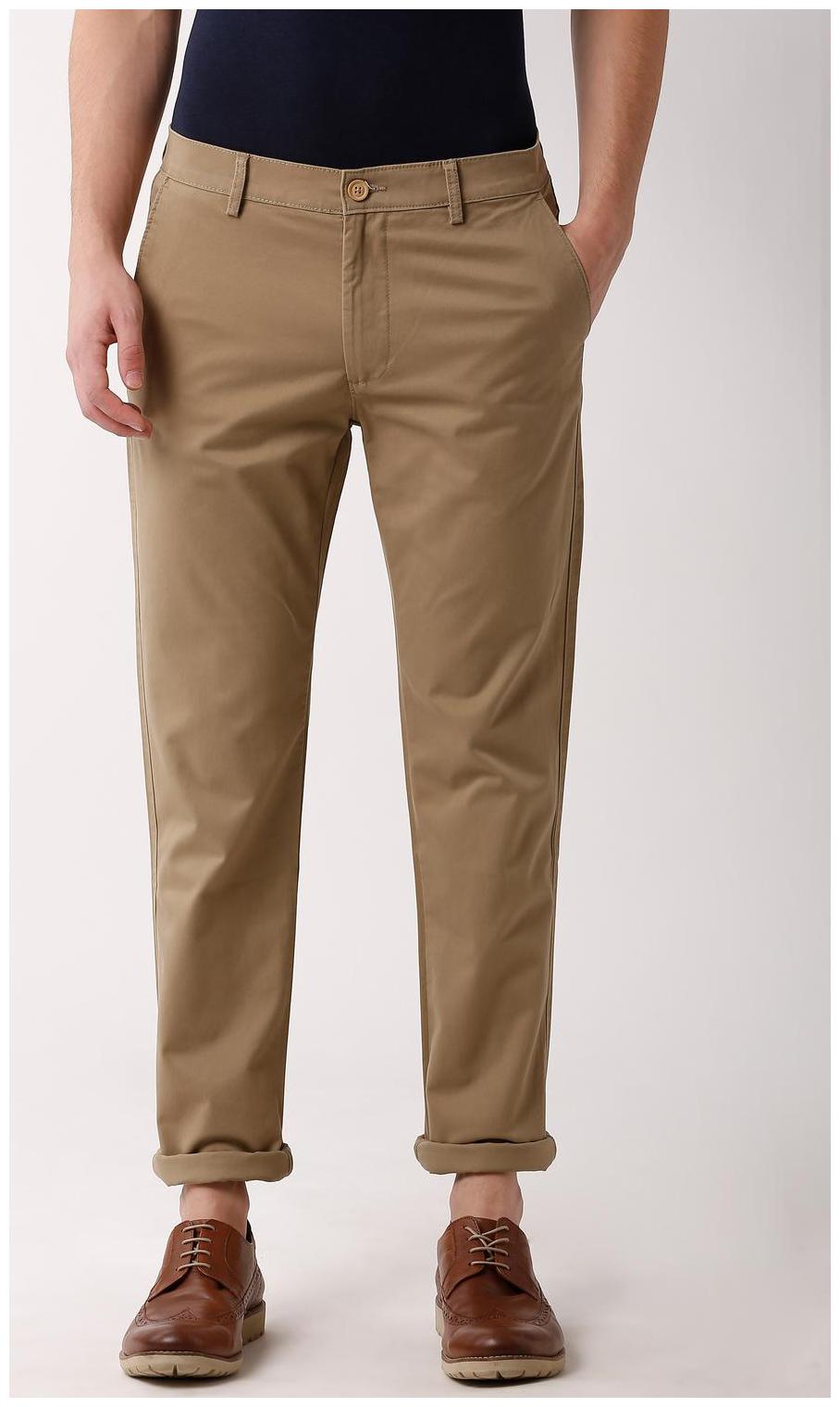 

Peter England Men Beige Solid Slim fit Regular trousers
