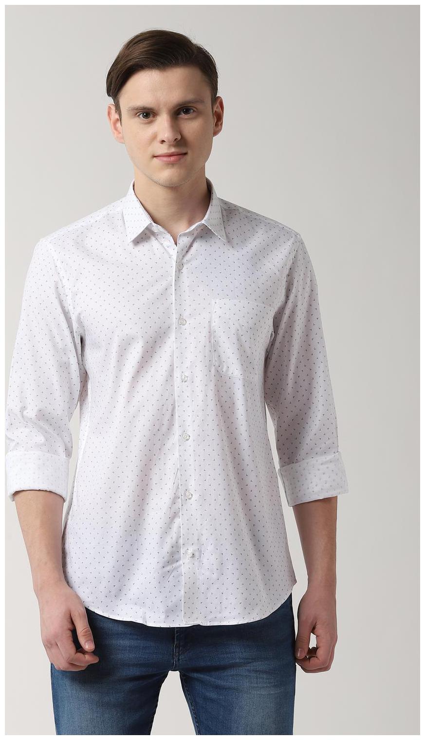 

Peter England Men White Polka Dots Slim Fit Casual Shirt