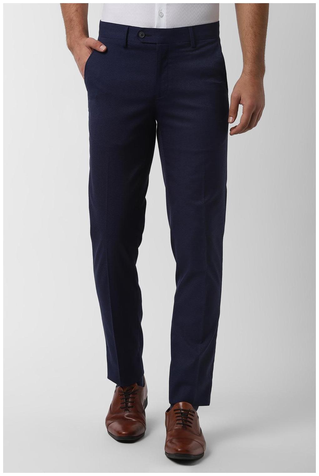 

Peter England Men Textured Slim Fit Formal Trouser - Blue
