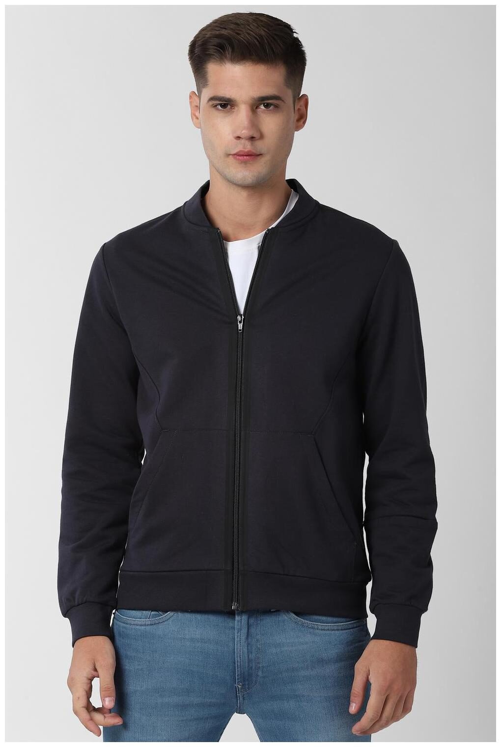 

Peter England Men Blended Leather Jacket Blue