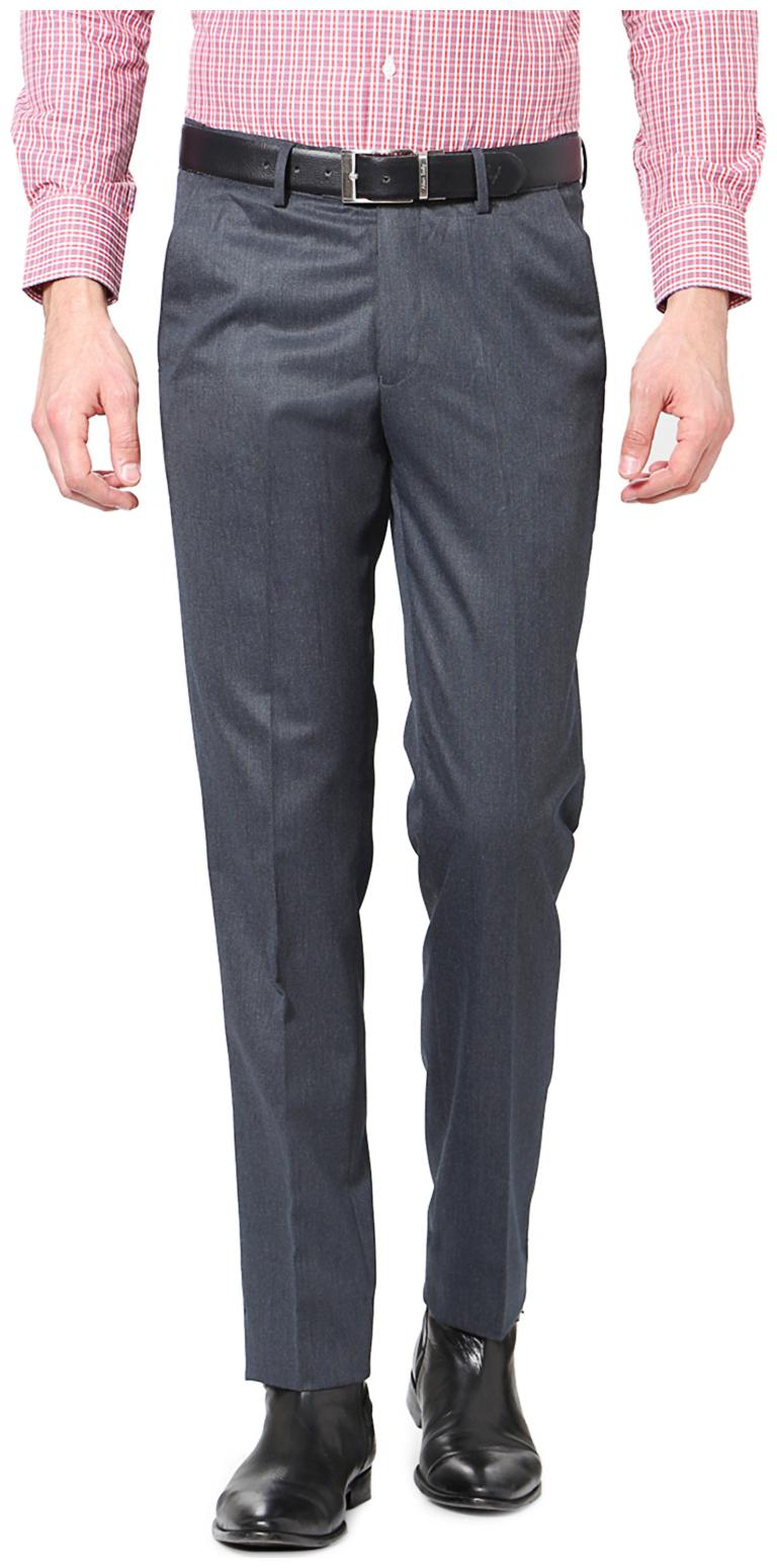

Peter England Men Solid Slim Fit Formal Trouser - Grey