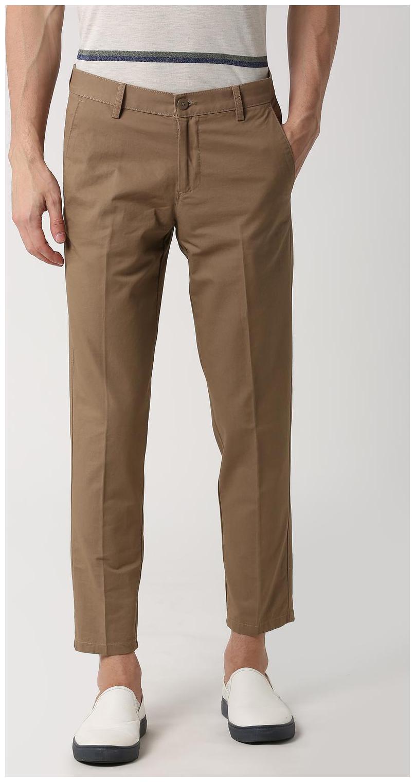 

Peter England Men Brown Solid Slim fit Regular trousers