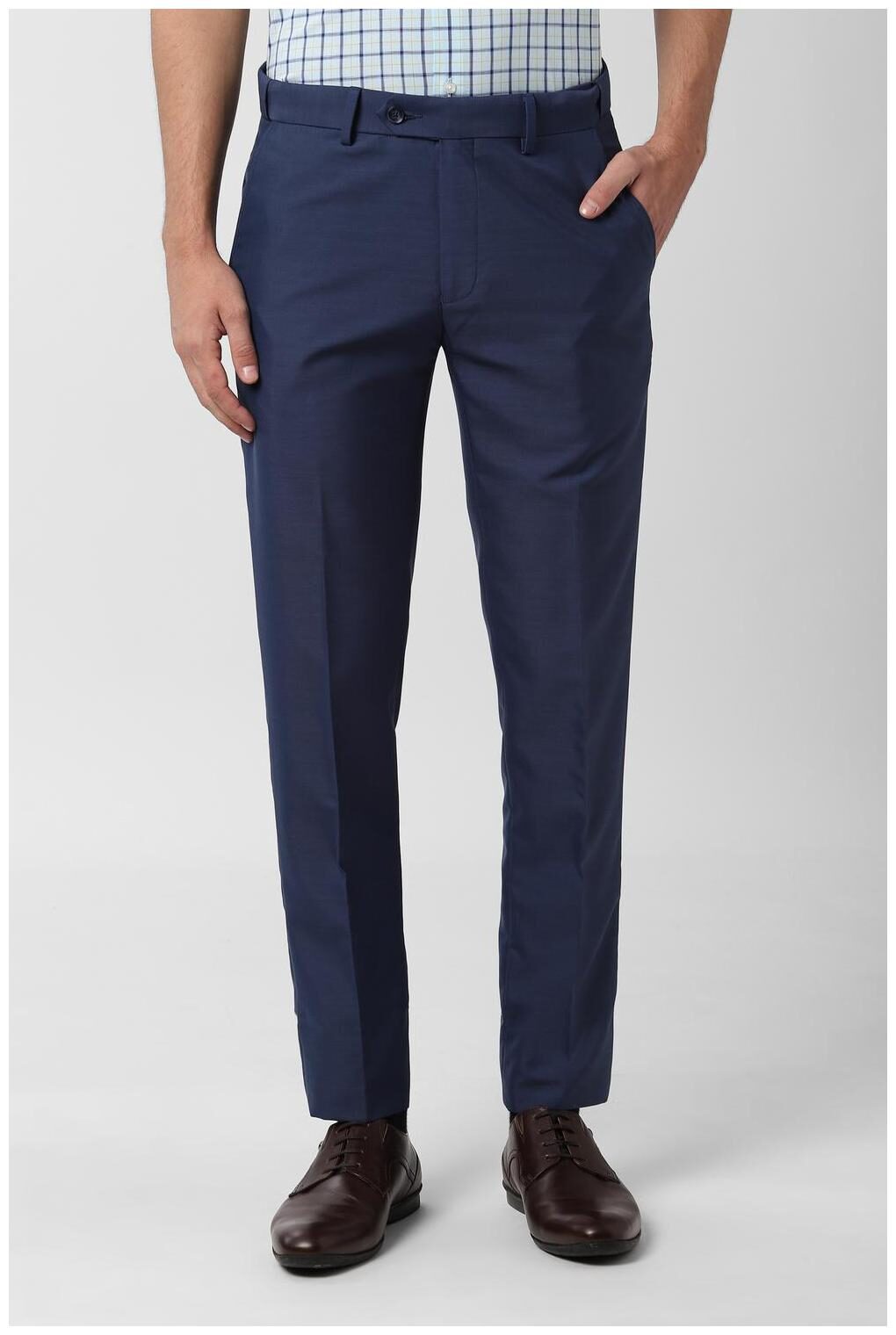 

Peter England Men Textured Slim Fit Formal Trouser - Blue