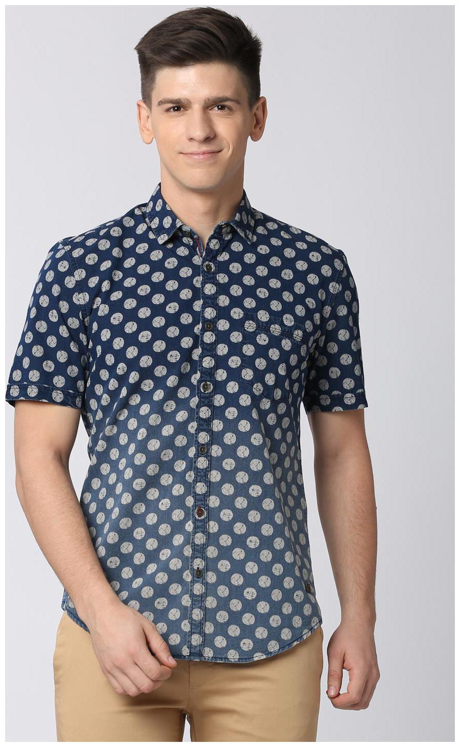 

Peter England Men Blue Printed Slim Fit Casual Shirt