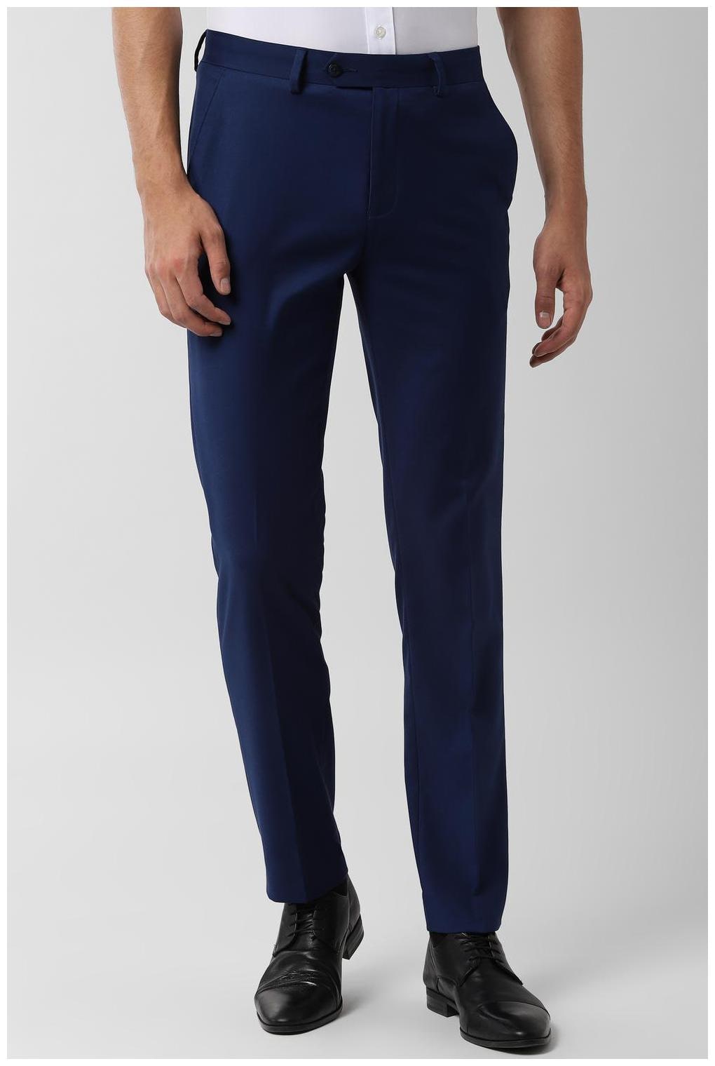 

Peter England Men Solid Slim Fit Formal Trouser - Navy Blue