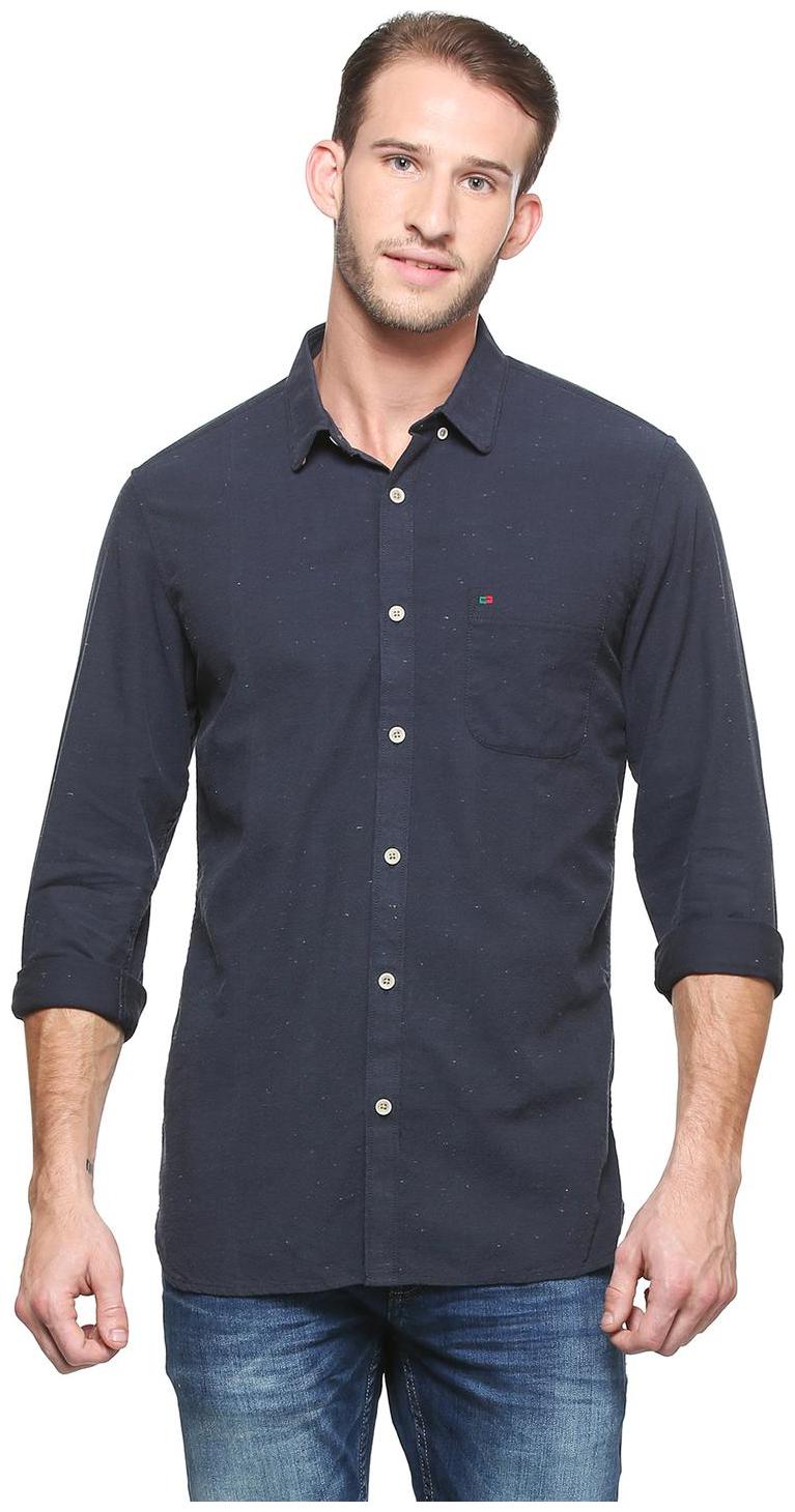 

Peter England Men Blue Solid Slim Fit Casual Shirt