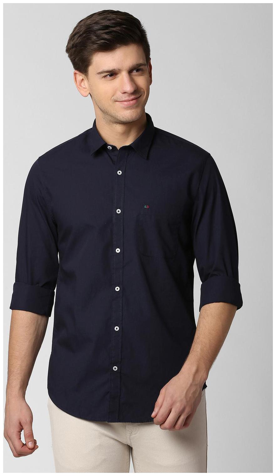 

Peter England Men Blue Solid Slim Fit Casual Shirt