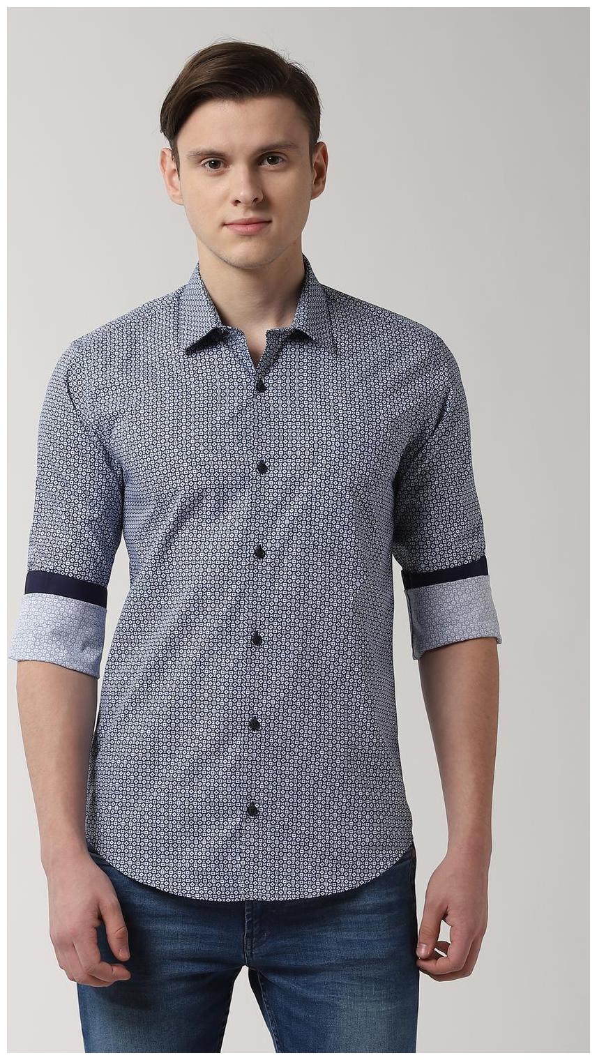 

Peter England Men Blue Printed Slim Fit Casual Shirt
