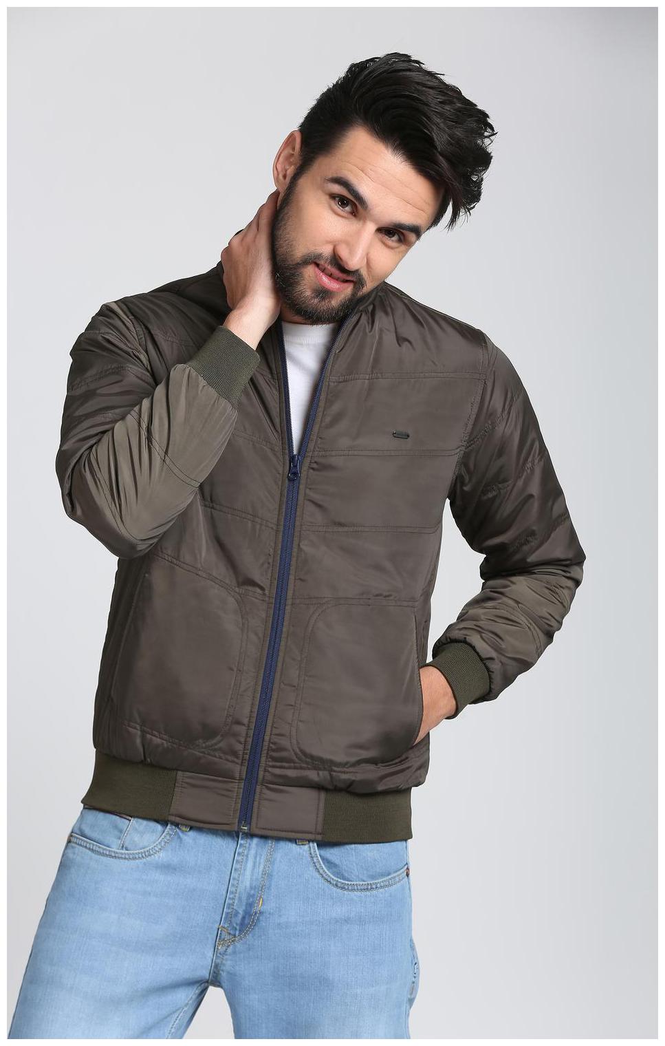 

Peter England Men Grey Solid Bomber jacket