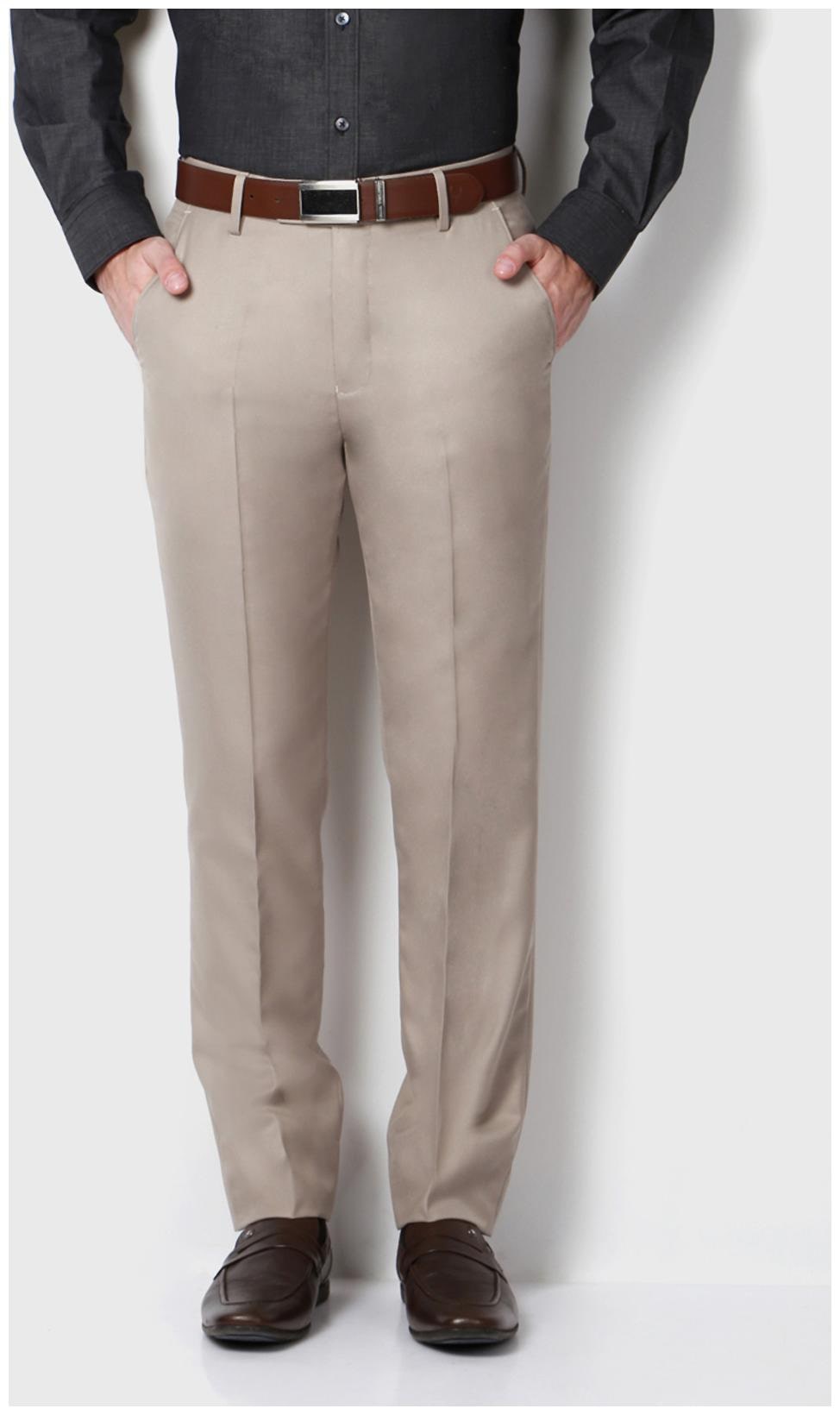

Peter England Men Beige Solid Slim fit Regular trousers