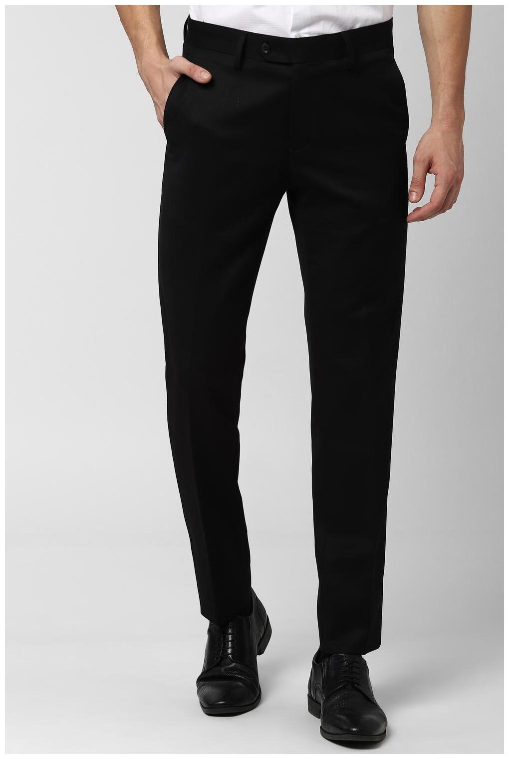 

Peter England Men Solid Slim Fit Formal Trouser - Black
