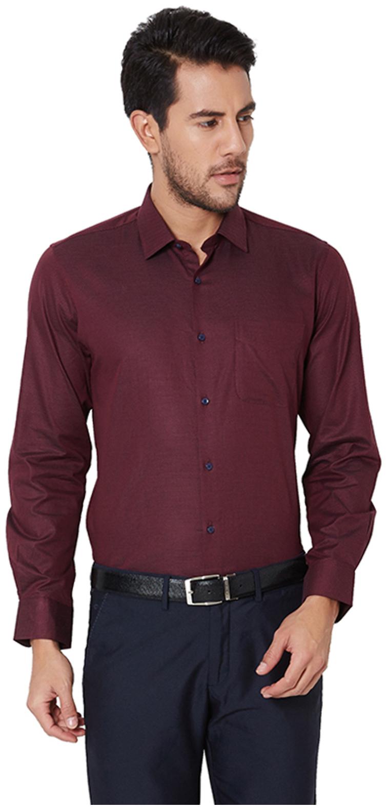 

Peter England Men Regular fit Formal Shirt - Maroon