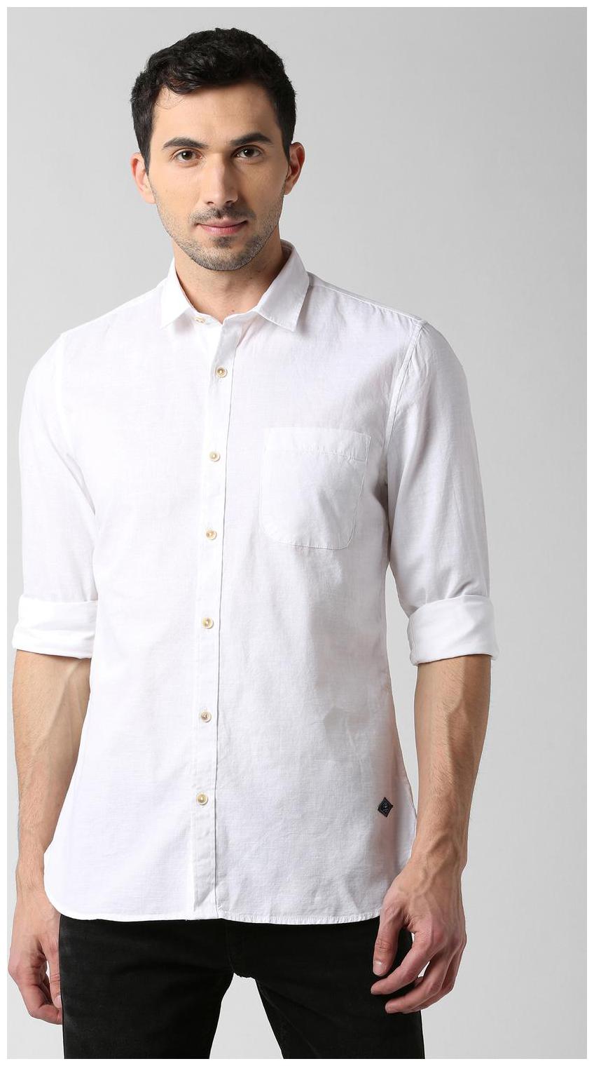

Peter England Men White Solid Super Slim Fit Casual Shirt