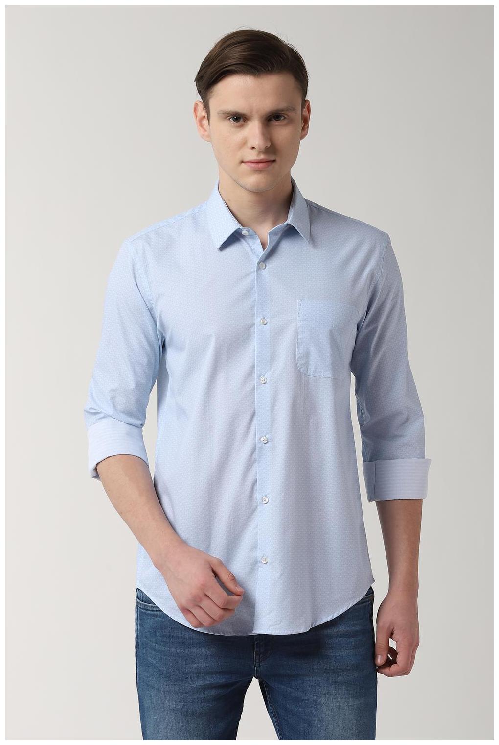 

Peter England Men Blue Printed Slim Fit Casual Shirt