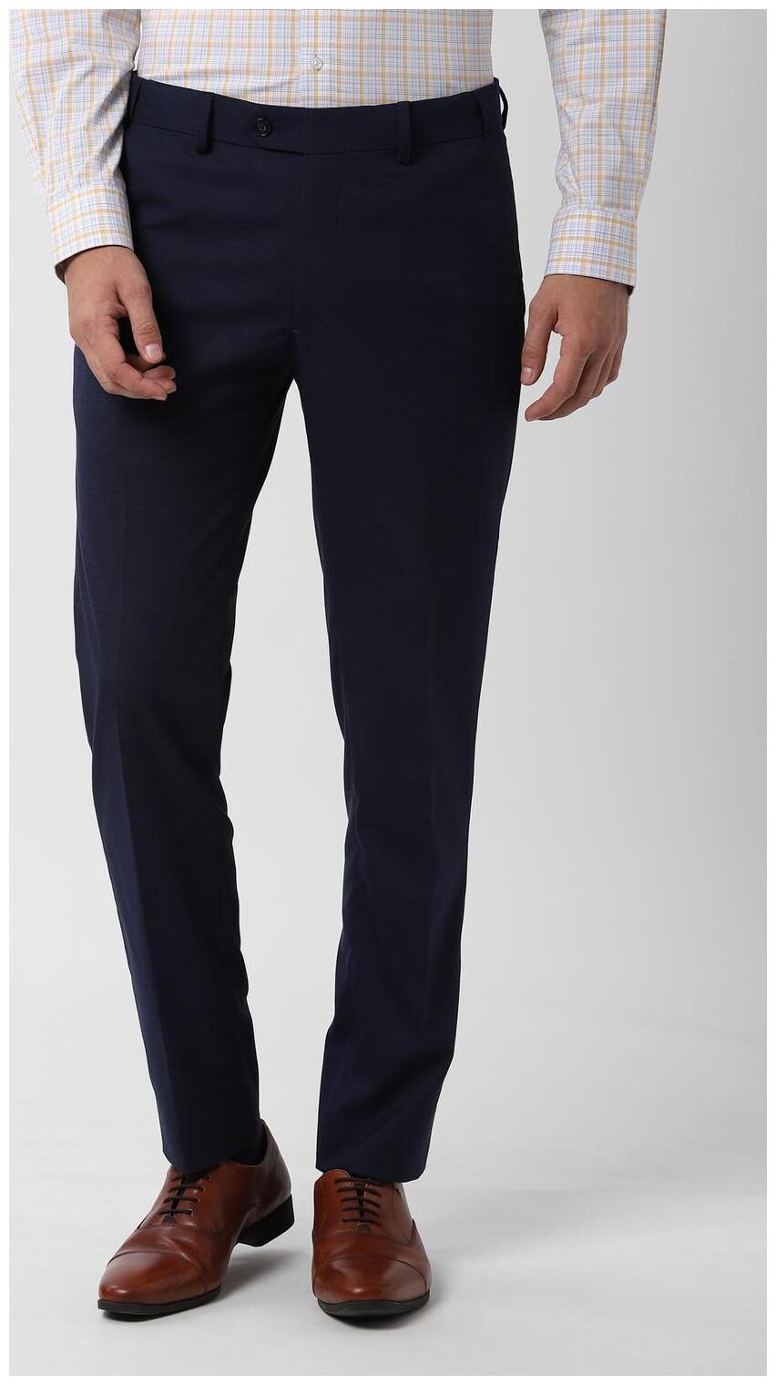 

Peter England Men Solid Slim Fit Formal Trouser - Blue