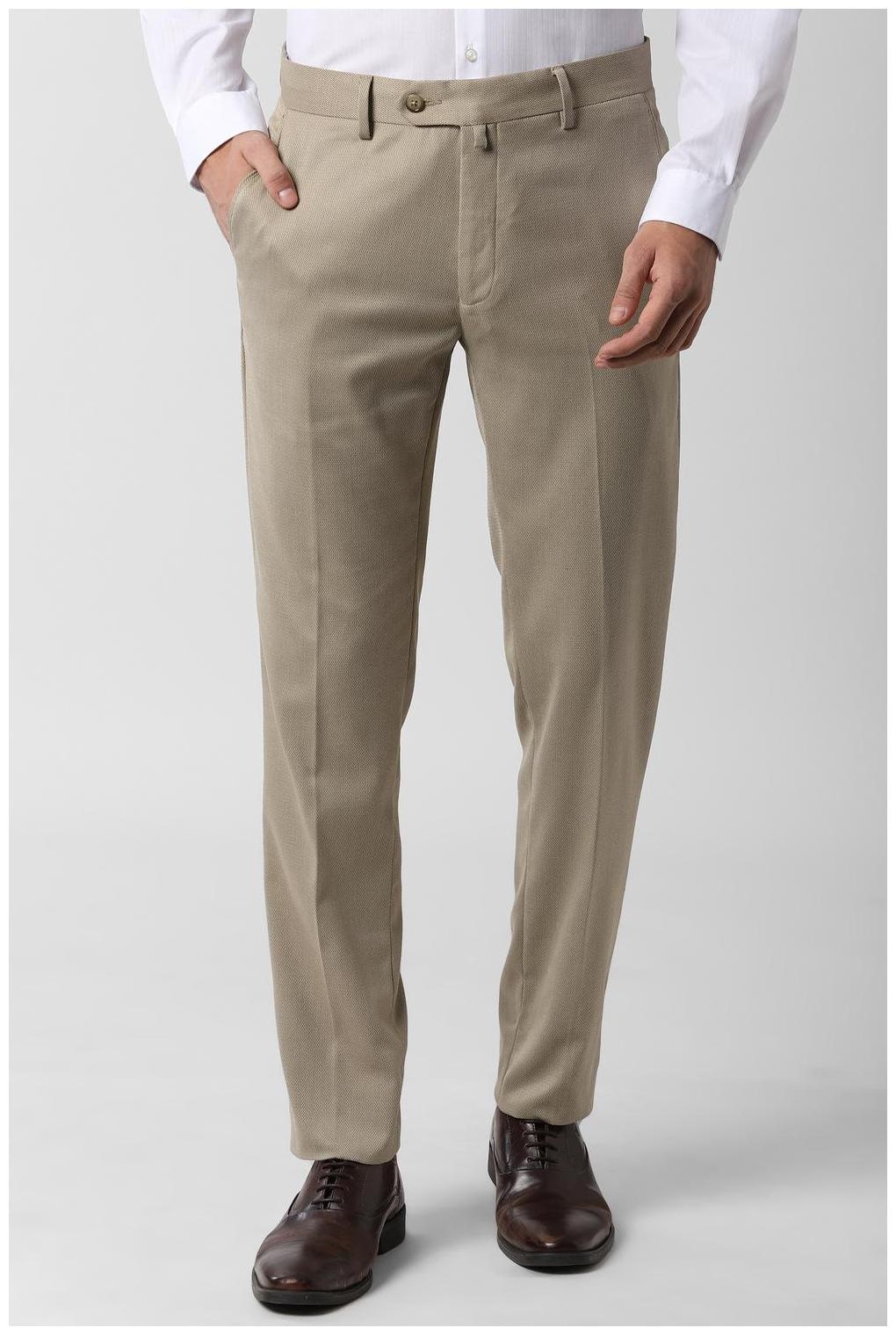 

Peter England Men Textured Slim Fit Formal Trouser - Beige