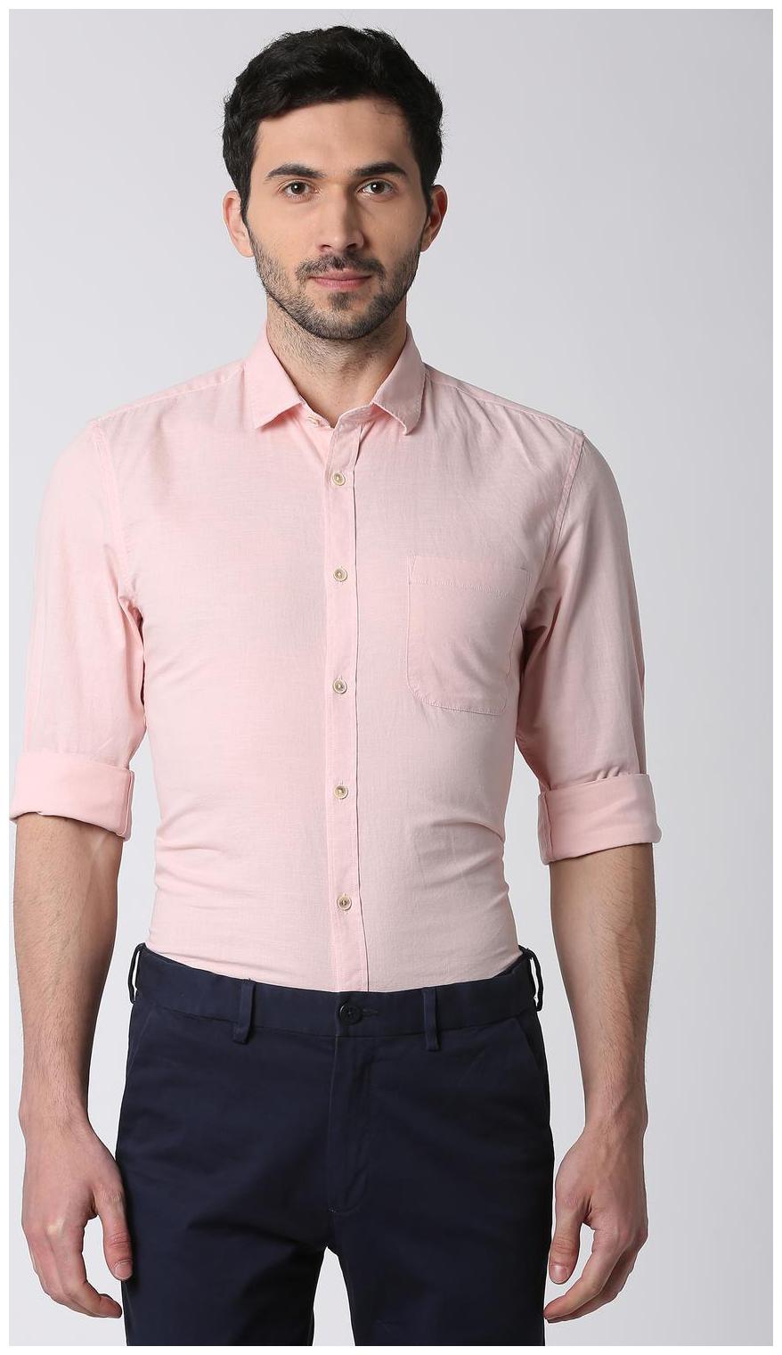 

Peter England Men Pink Solid Slim Fit Casual Shirt