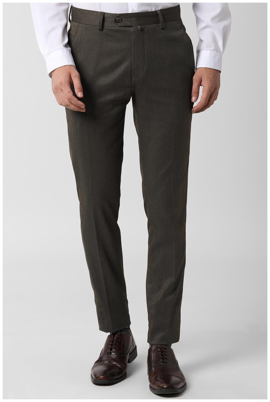 

Peter England Men Textured Slim Fit Formal Trouser - Brown