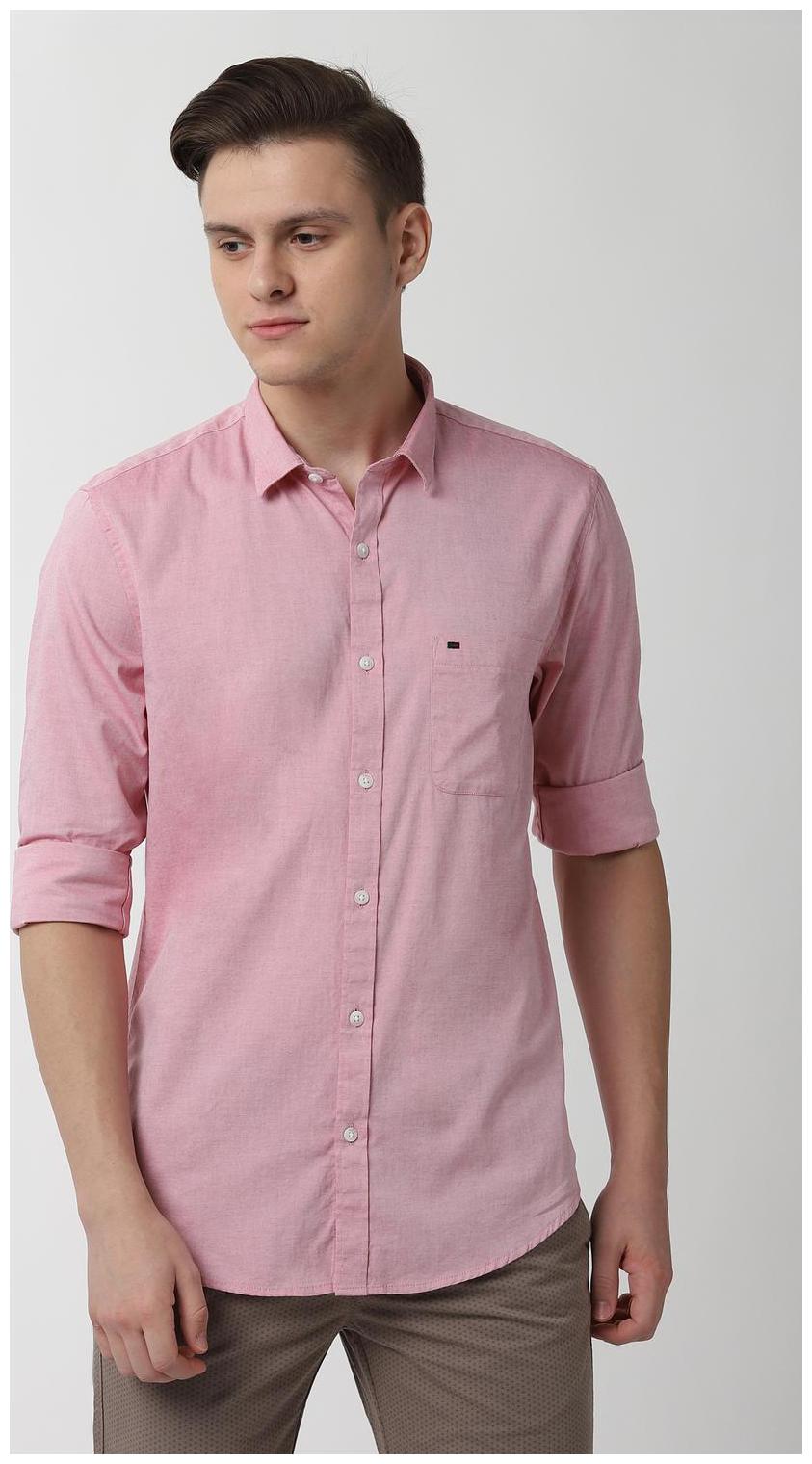 

Peter England Men Pink Solid Super Slim Fit Casual Shirt