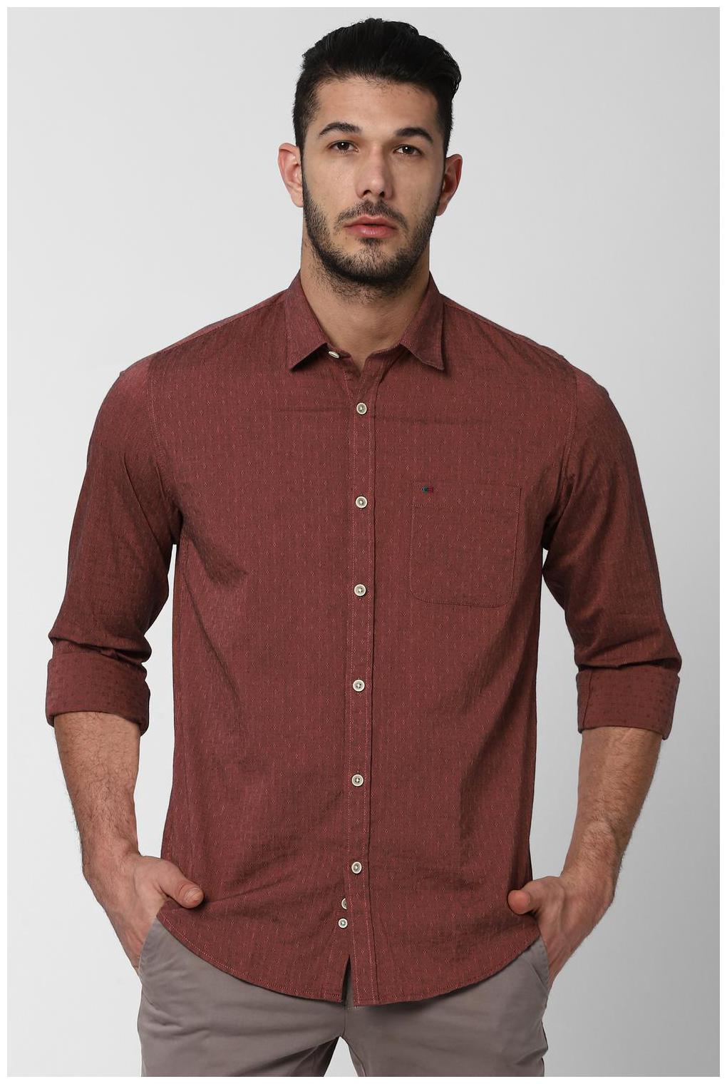 

Peter England Men Brown Textured Slim Fit Casual Shirt