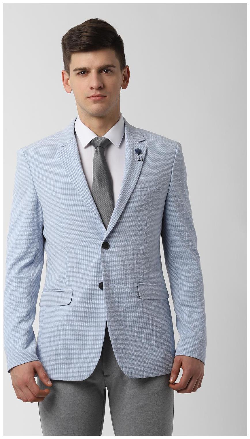 

Peter England Men Blue Textured Slim fit Single Breasted Blazer