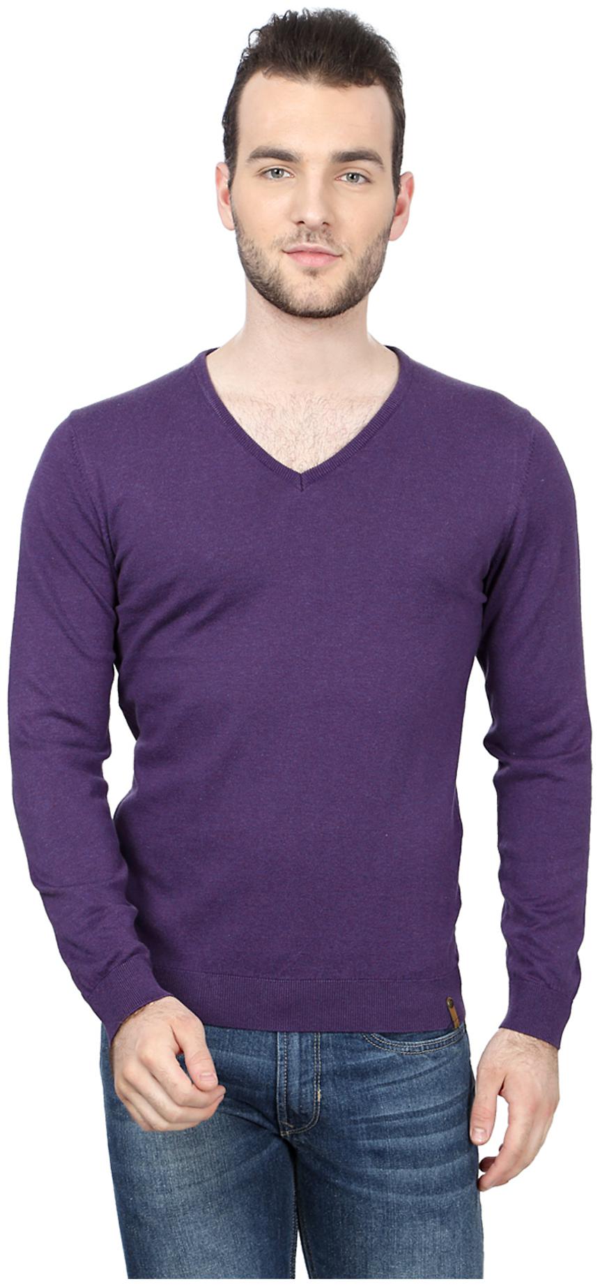 

Peter England Men Purple V neck Cardigan