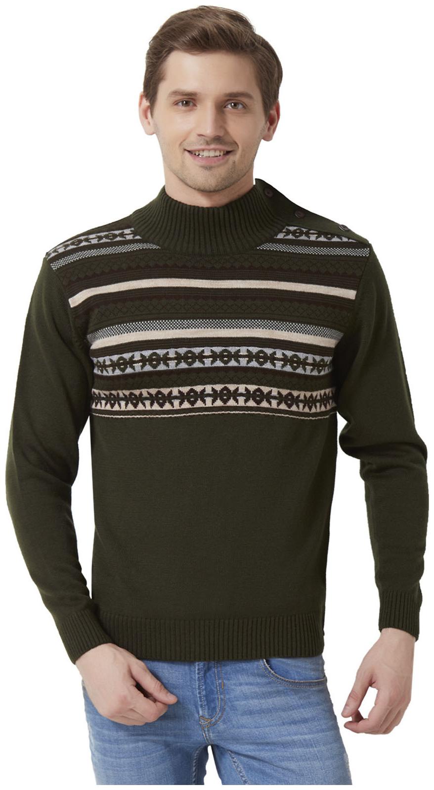 

Peter England Men Green High neck Cardigan