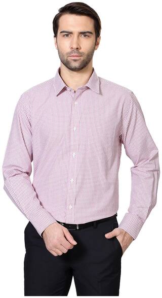 Peter England Men Slim fit Formal Shirt - Red